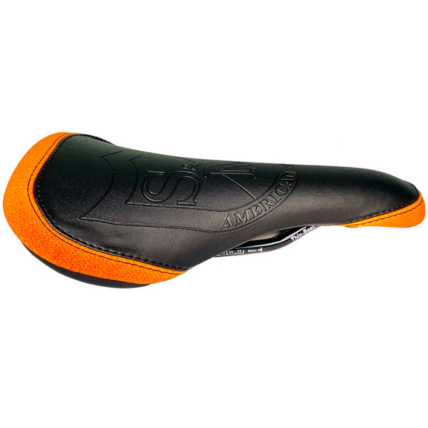mtb sattel orange S&M Embossed Shield Thin Railed Seat – ORIOL BIKE SHOP